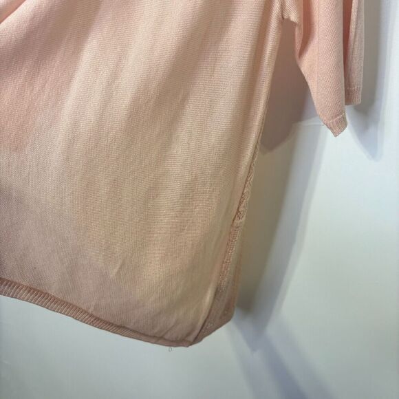 NWT Elle Womens Open Front Cardigan Sweater Medium in Peach Pink Back Crochet - Picture 4 of 11